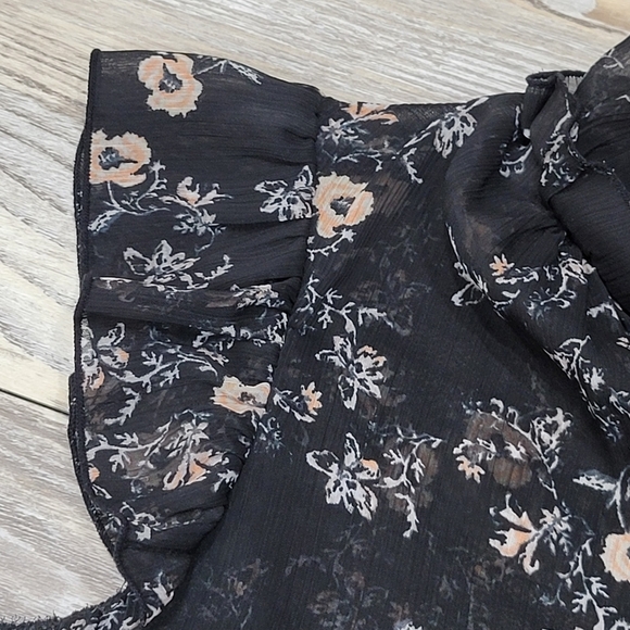 Mossimo floral sheer blouse Women's Size Medium black - Picture 6 of 8